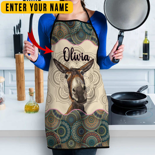 Joycorners Mandala Pattern Donkey All Over Printed 3D Apron