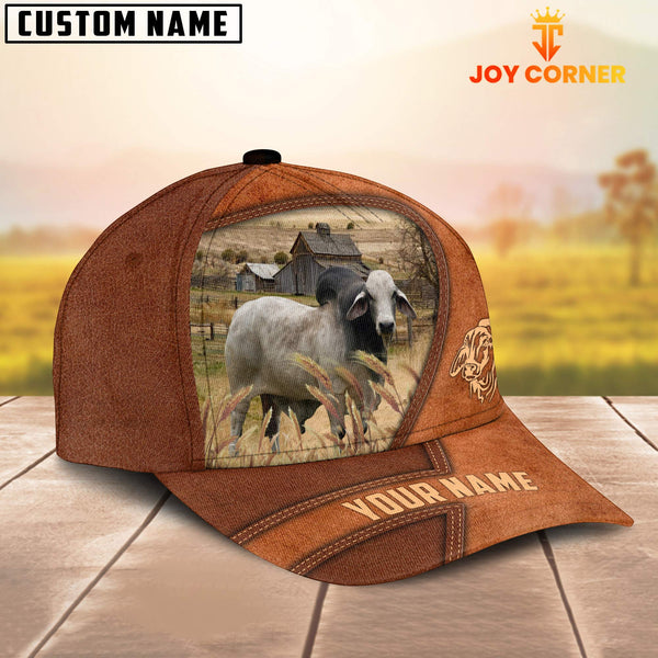 Joycorners Brahman Customized Name Brown Leather Pattern Cap