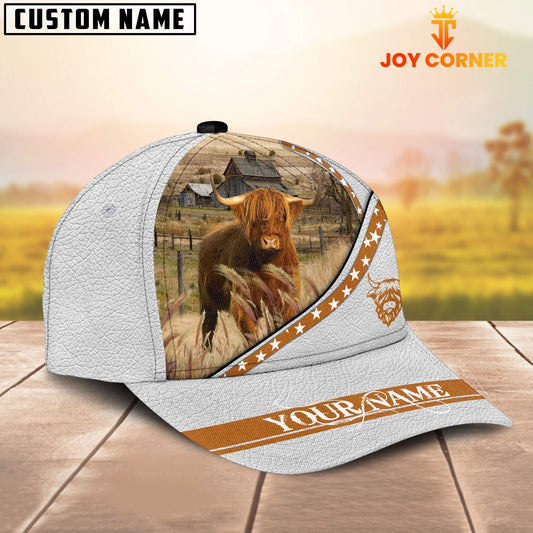 Joycorners Highland Cattle White Pattern Customized Name 3D Cap