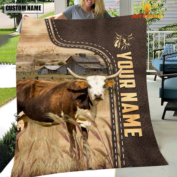 Joycorners Personalized Name Florida Cracker Cow Leather Pattern Blanket