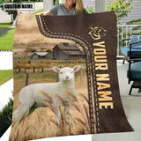 Joycorners Personalized Name Lambs Leather Pattern Blanket
