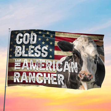 Joycorners God Bless The American Rancher Holstein Flag