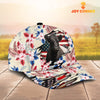 Joycorners Belted Galloway American Flag Flowers Pattern Cap