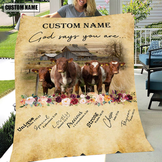 God Says You Are - Joycorners Personalized Name Shorthorn Blanket