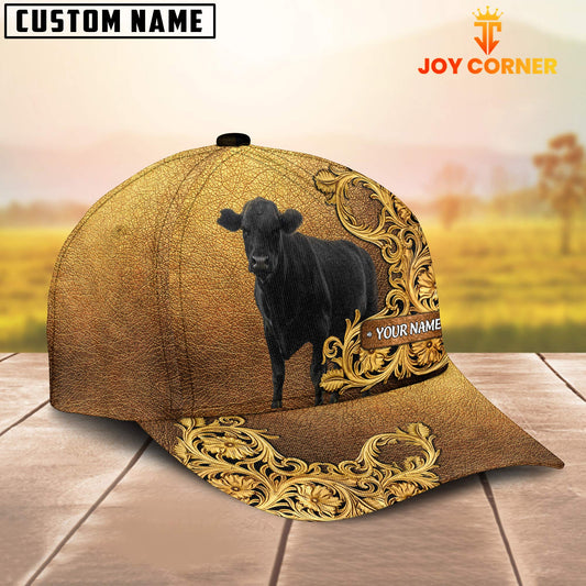 Joycorners Black Angus Pattern Customized Name 3D Yellow Cap