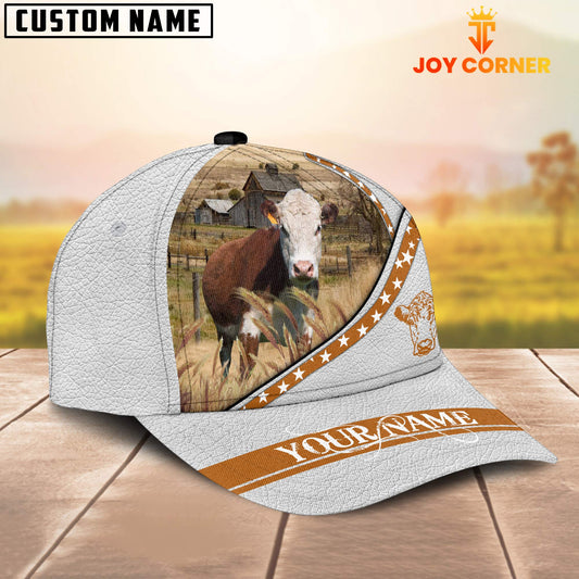 Joycorners Hereford White Pattern Customized Name 3D Cap