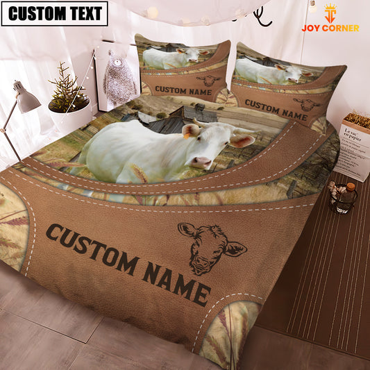 Joycorners Custom Name Charolais On Farm Bedding Set