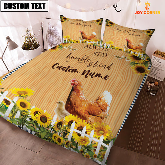 Joycorners Chicken Stay Humble And Kind Custom Name Bedding Set