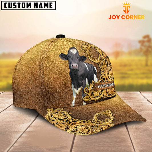 Joycorners Holstein Pattern Customized Name 3D Yellow Cap
