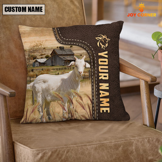 Joycorners Goat Custom Name Leather Pattern Pillow Case