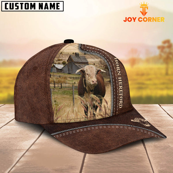 Joycorners Horn Hereford Customized Name Leather Pattern Cap