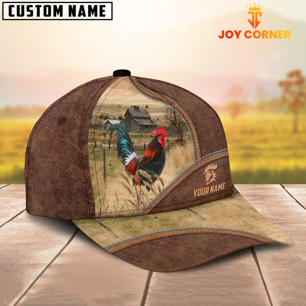 Joycorners Rooster Zipper Leather Pattern Customized Name Cap