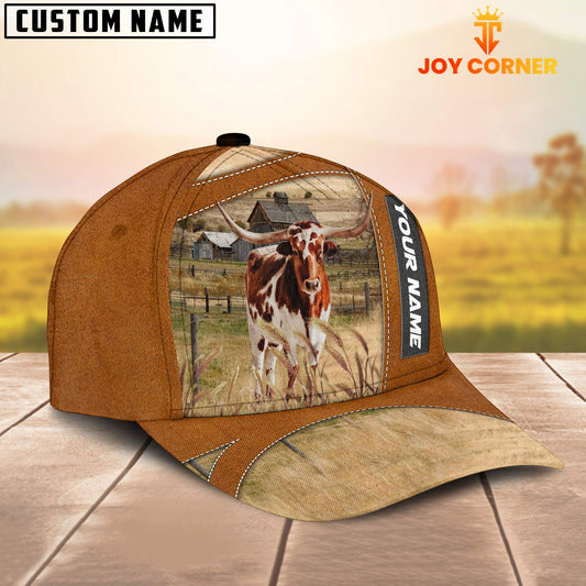 Joycorners Texas Longhorn Customized Name Brown Cap