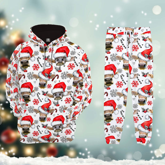 Joycorner Brown Swiss Happy Christmas Hoodie & Sweatpants Set