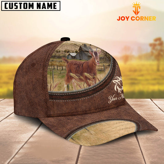 Joycorners Goat On The Farm Customized Name Leather Pattern Cap