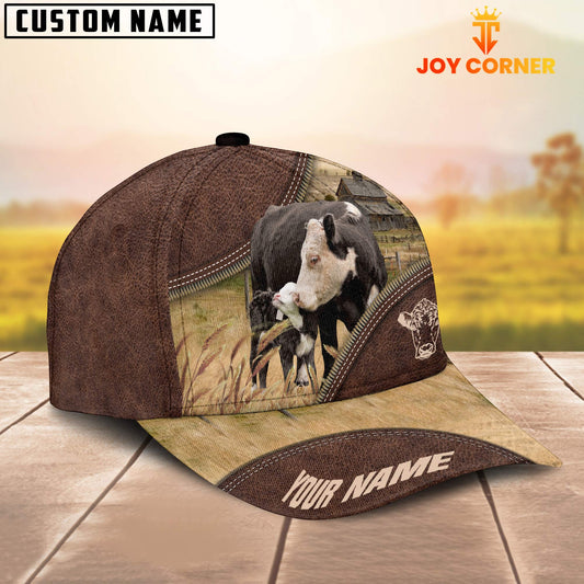 Joycorners Black Hereford On The Farm Customized Name 3D Brown Cap