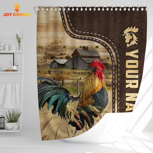 Joycorners Chicken Leather Pattern Custom Name Shower Curtain