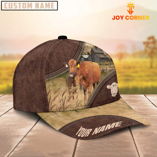 Joycorners Red Angus On The Farm Customized Name 3D Brown Cap