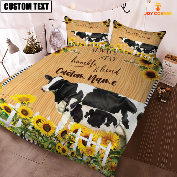 Joycorners Holstein Stay Humble And Kind Custom Name Bedding Set