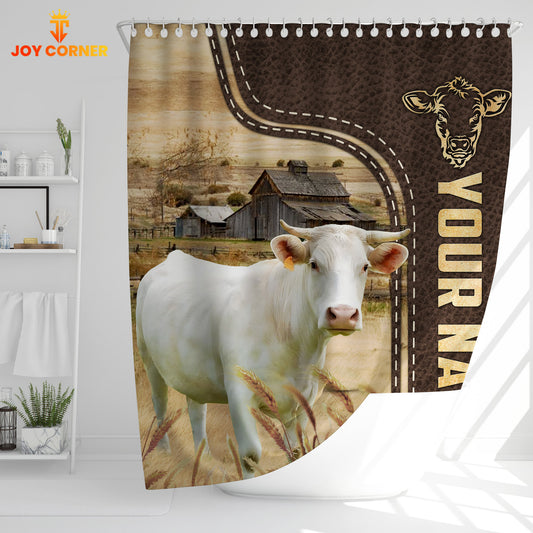 Joycorners Charolais Leather Pattern Custom Name Shower Curtain