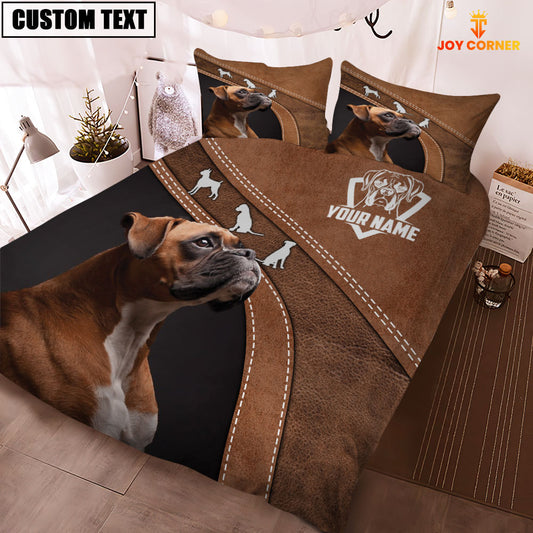 Joy Corners Boxer Brown Pattern Customized Name 3D Bedding Set