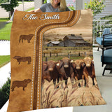 Joycorners Personalized Beefmaster Cattle In Field Farmhouse Blanket
