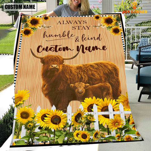 Joycorners Highland Custom Name - Always Stay Humble and Kind Blanket