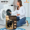 Joycorners Black Angus Custom Name Leather Pattern Laundry Basket