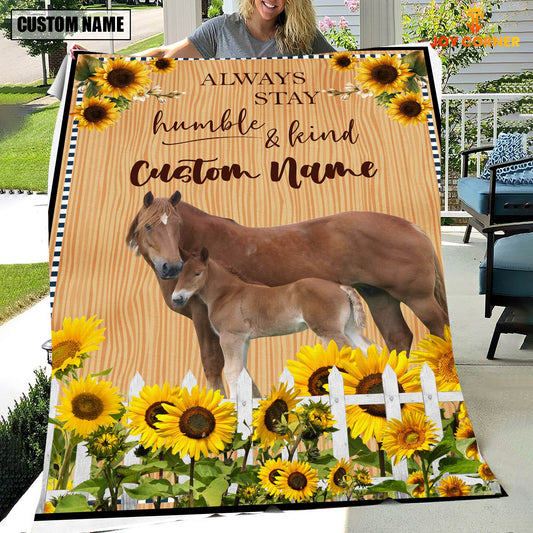 Joycorners Horse Custom Name - Always Stay Humble and Kind Blanket