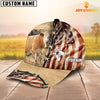 Joycorners Simmental American Flag Custom Name Retro Cap