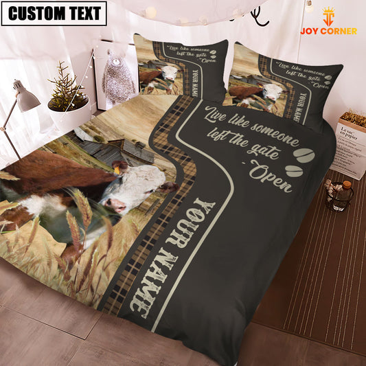 JoyCorners Hereford Like Someone Left The Gate Open Customized Name 3D Bedding Set