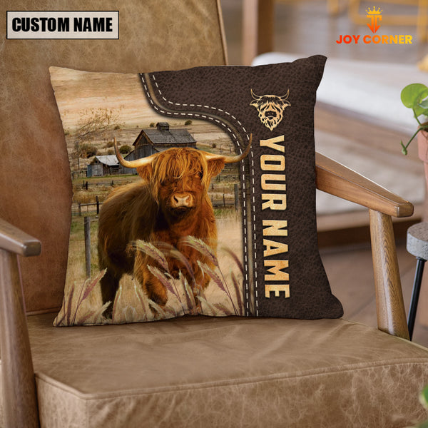 Joycorners Highland Custom Name Leather Pattern Pillow Case