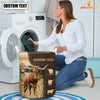 Joycorners Texas Longhorn Custom Name Leather Pattern Laundry Basket