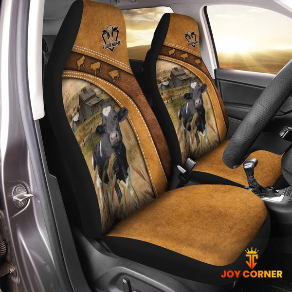 Joycorners Holstein Pattern Customized Name 3D Car Seat Cover Set (2PCS)