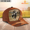 Joycorners Holstein Customized Name Brown Leather Pattern Cap