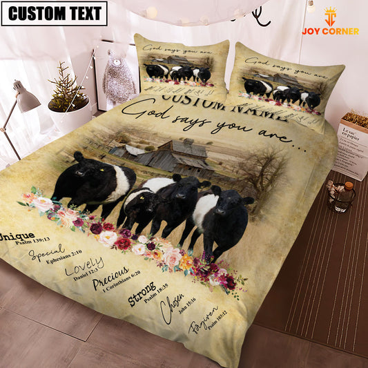 Joycorners Belted Galloway God Says You Are Custom Name Bedding Set