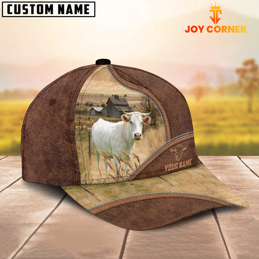 Joycorners Charolais Zipper Leather Pattern Customized Name Cap