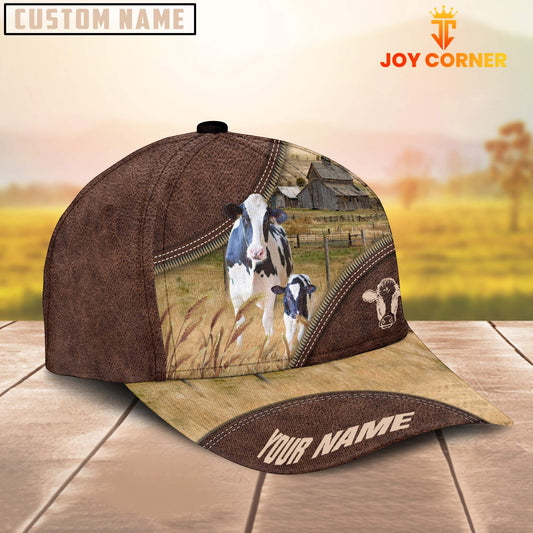 Joycorners Holstein On The Farm Customized Name 3D Brown Cap