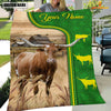 Joycorners Texas Longhorn Green Farming Blanket Custom Name