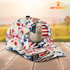 Joycorners Alpaca American Flag Flowers Pattern Cap