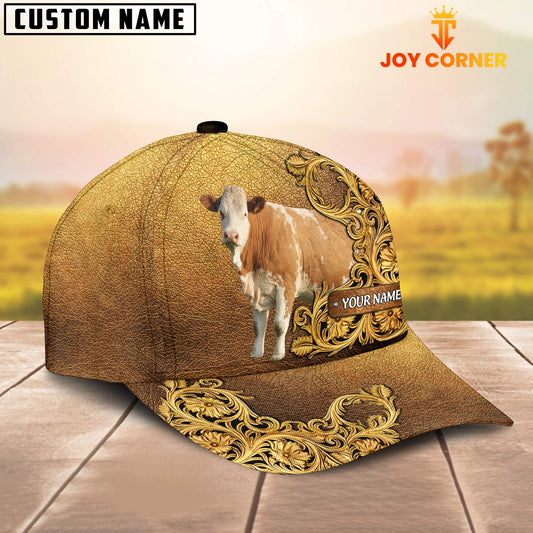 Joycorners Simmental Pattern Customized Name 3D Yellow Cap