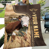 Joycorners Personalized Name Hereford Leather Pattern Blanket