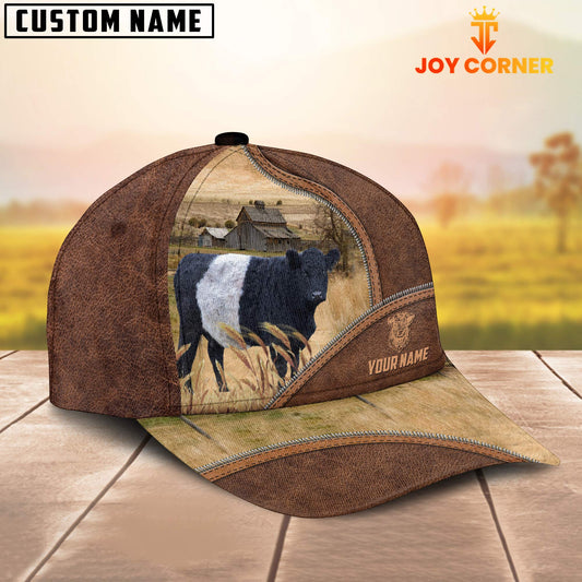 Joycorners Belted Galloway Zipper Leather Pattern Customized Name Cap