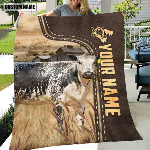 Joycorners Personalized Name Speckled Park Leather Pattern Blanket