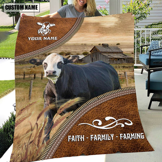 Joycorners Personalized Name Black Baldy Faith Family Farming Blanket