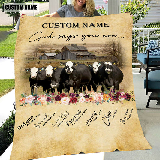 God Says You Are - Joycorners Personalized Name Black Baldy Blanket