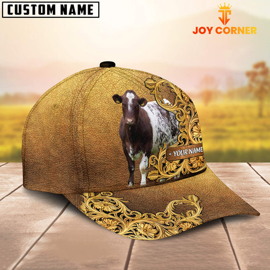 Joycorners Shorthorn Pattern Customized Name 3D Yellow Cap