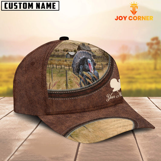 Joycorners Turkey On The Farm Customized Name Leather Pattern Cap