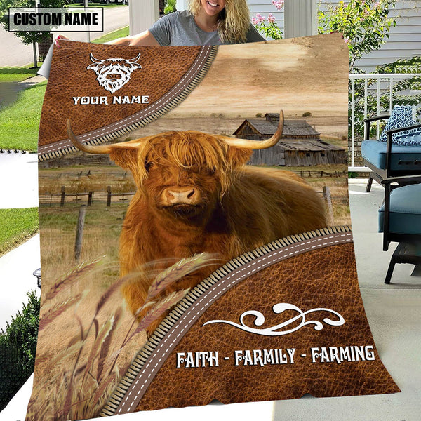 Joycorners Personalized Name Highland Faith Family Farming Blanket