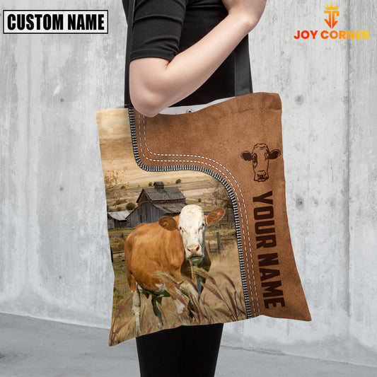 Joycorners Fleckvieh Custom Name 3D Tote Bag